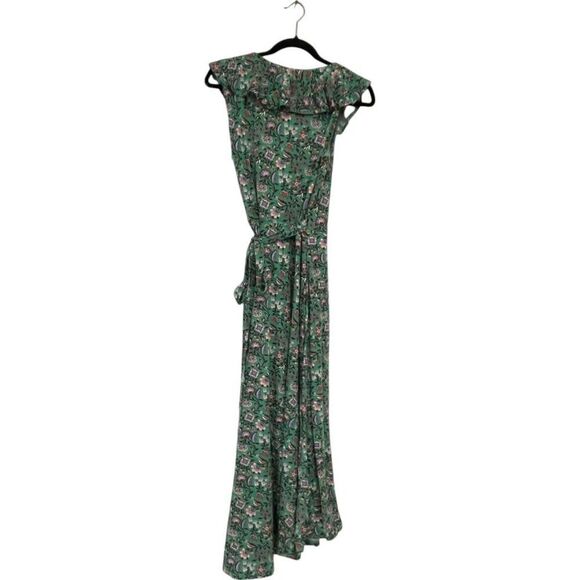 Boden Womens Dress UK 12R US 8  Green Floral Saskia Jersey Maxi Wrap D0174 NWT - Picture 3 of 13
